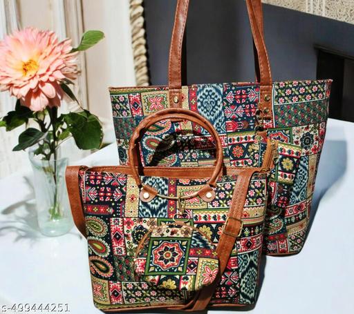 Combo set Ethnic Patchwork Handbag Combo Set for Women – Stylish & Trendy Multi-Purpose Tote & Sling Bag