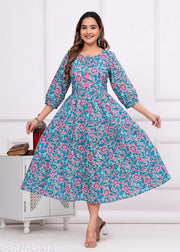 Woman Cotton Floral Printed Anarkali Kurta