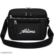 Aklima Men's Sling Crossbody Bags,Light Weight Travel Office Business Ceiling Bag,One Side Shoulder Pouch Crossbody Bags Black-1