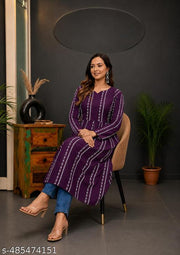 Lining Printed Naira Cut Kurti For Womens