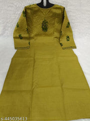 Women's Premium Lucknowi Chikankari Embroidered Cotton Kurti | Floral Handwork | Ethnic Office & Festive Wear