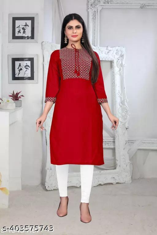 rayon kurti embroidered