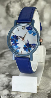 Best Quality Royal Embossed Designer Shine Round Dial with Slim Fit Attractive Leather Belt Analog Watches for women