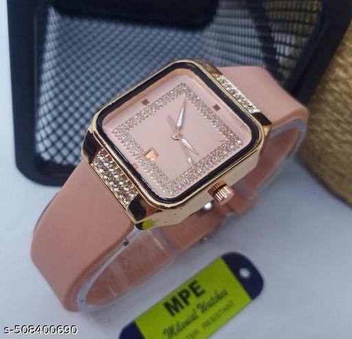 S K Enterprise popular trending pink rubber strap analog watch for women