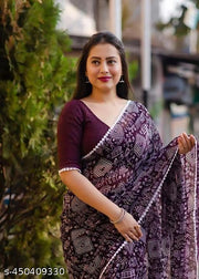 Fancy Georgette Printed  saree (With Lace Border)