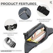 VALIJA Waist Bag for Men Women Grey | Travel Handy Hiking Running Pouch with Zipper | Adjustable Strap Fanny Pack for Documents Card Phone Earphone