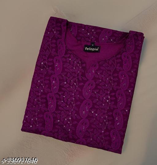 chikankari kurti (wine kurti)