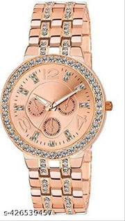 Diamond Studded Metal Belt Analog Wrist Watch for women and girls