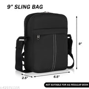 Zobex Trendy Nylon Black Sling Bag Cross Body Bag Travel Office Business Messenger one Side Shoulder Bag for Men and Women