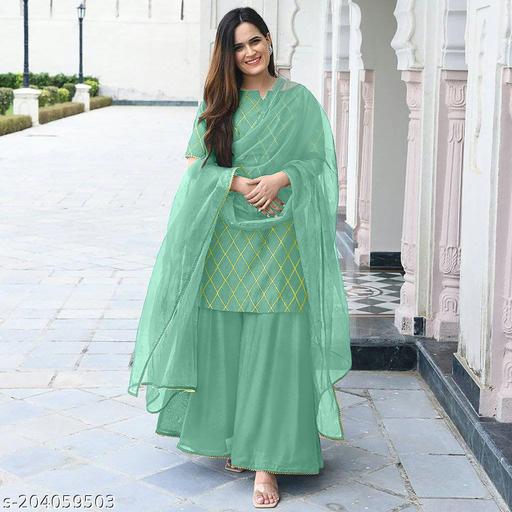 NEW DESIGN ATTRACTIVE LOOK COTTON KURTI SHARARA SET WITH DUPATTA