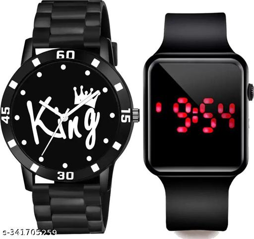Watch Combo BUY 1 GET 1 FREE Low Price Stylish Combo Watch Analog Watch - For Men Analog And digital All Black Rubbers Strap Stylish Pack Of 2 Combo Watch