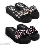 Skytrap Pink Nubuck EVA Fancy Stylish & Comfortable Extra Soft Slippers Flipflop for Women & Girls Combo of 2