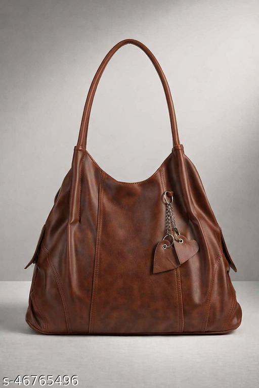 creeper Women's Handbag Leatherette Shoulder Bag with Metal Accent Detail for Everyday Use - Maroon Solid Color Tote Bag for Ladies