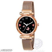 Rose Gold Magnetic Chain magnet strap mash hand watch girls watch for women gift Rose Gold Women Analog Watch - For Girls