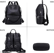 Leather Backpack Purse for Women Fashion Casual Handbag with Multi Pockets and Flap