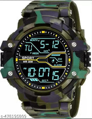 Stylish Men's And Kids  Sports Army Green  Design LED Digital Wristwatches. Not Smart Watch, Waterproof Lightly