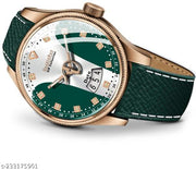 3D Glass Date Display Dial Leather Belt Analog Watch - for Men