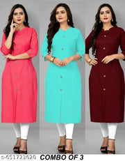 CE COLLAR AI SOLID KURTI COMBO 3