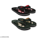 Women's Comfortable Trending Stylish Slippers And Flipflop Slippers Flip Flops Set of 2 combo