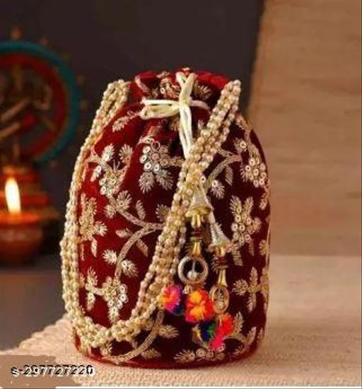 Maroon Base Potlis for Woment