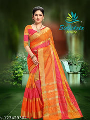 Sidhidata Textile Women's Kota Doria Cotton Saree With Unstitched Blouse piece