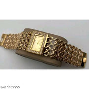 HRV Gold Roman Gold Zali Belt Square Women And Girls Analog Watch