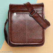 Stylish PU Leather Padded Sling Cross Body Travel Office Business Messenger One Side Shoulder Bag for Men & Women