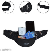SHIFA Black Waist Bag with Multiple Zipper Pockets Adjustable Belt Lightweight Travel Utility Fanny Pack for Men and Women Daily Use Outdoor Walking Cycling Travel