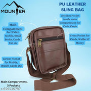 Vegan Leather Sling Cross Body Travel Office Messenger One Side Shoulder Bag for Men, Women & Boys