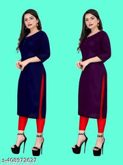 Polyster/Crepe fabric-Ethinic Casual Fabric Kurti For Women In Low Price (Combo of 2)