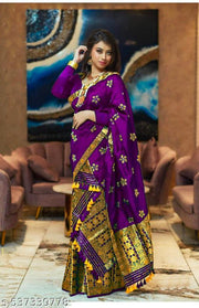 Traditioanl Silk Purple Assamese Mekhela Chador Saree