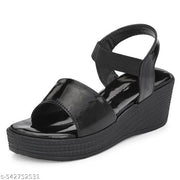 Falistozz Trendy Women Black Platform Sandal | Stylish Casual & Party Wear Sandals for Girls | Comfortable Daily Use Footwear