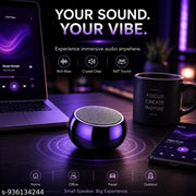 Wireless Bluetooth Speaker Mini Size with Metal Electroplated Design | Portable Bluetooth Mini Speaker with 4D Stereo Sound, Type-C Charging & Long Battery Life for Home & Travel