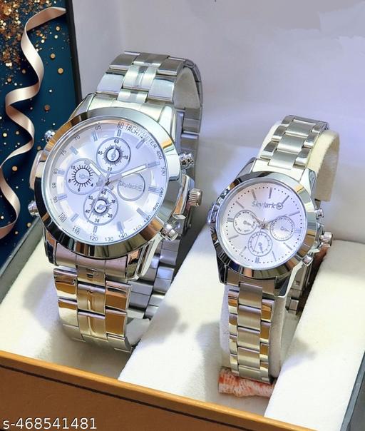 Attractive Coronagraph Design Silver Stainless Steel couple watch combo party wedding Couple Wedding Gift Combo, Anniversary Gift Combo, Couple Gift set - Men & Women