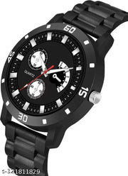 BEST QUALITY BEST PRICE Analogue Black Dial Tranding Pu Belt Watches For Men Boys