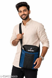 Fashion Tribe Unisex cross-Body sling bag messenger bag shoulder bag crossbody pouch women sling bags (BLACK&TEAL)