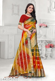 NEW FANCY ORGANZA SAREE  MULTY COLOUR SAREE