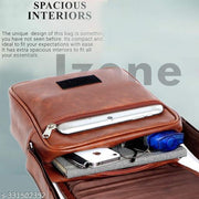 Faux Leather Small Sling Bag (Tan)