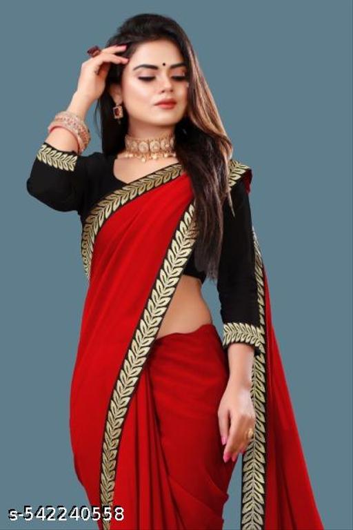 Premium Georgette Saree Adorned with an Elegant Maharani Lace Border