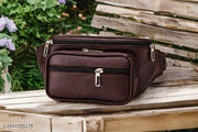 Stylish brown Waist Bag for Men & Women | Multi-Pocket Travel Belt Bag | Adjustable Crossbody Chest Bag