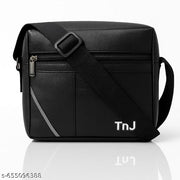 Zerrish Men’s Black PU Leather Sling Bag | Stylish Crossbody Shoulder Bag for Travel, Office & Daily Use | Adjustable Strap, Lightweight & Durable