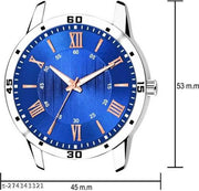 Men's Steel Chain Blue Men style Boys Hand Watch Gents 2023 Luxury Design Steel Chain New Model Analog Watch - For Men