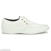 LE GREEM Men's White Comfortable & Smart Synthetic Lace Up Running  Walking  Casual Shoes Sneakers