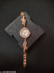 SJE Premium mini Analog watch for ladies stone design rose gold