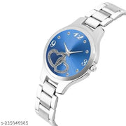 Yolako Blue Double Heart Dial Metal Silver Belt Girls watch