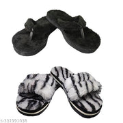 Women's Furry Slippers Open Toe Fuzzy Slippers Memory Foam Fluffy House Slippers