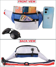 ZnW 3 Zipper Hiking Traveler Sports Waist Pouch Cycling Walking Running Chest Bag Waist bag( Royal Blue/White)