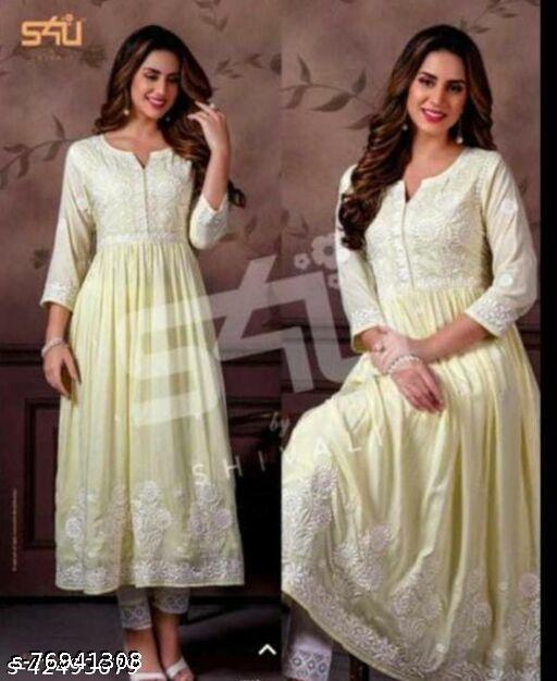 KUNJAL YELLOW EMBROIDARY ONLY KURTI