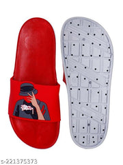 Men's Red Synthetic Leather Daily Casual Slider - MRJ1545