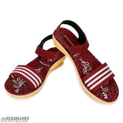 Hiyaga Red and Black Sandals for Women and Girls Pack of 2